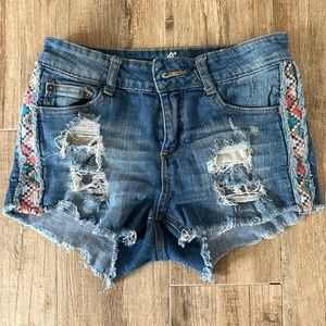 Almost famous aztec denim shorts